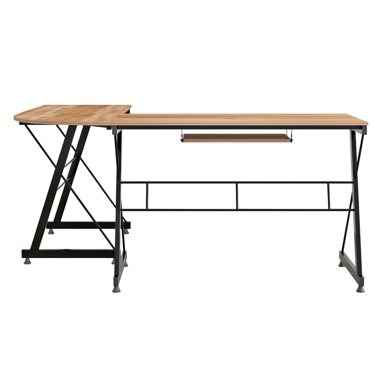 CORNER OFFICE WALNUT SURFACE WITH METAL FRAME HM2127.02 158Χ120Χ74cm. [4]