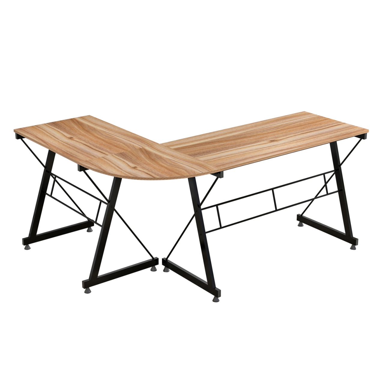 CORNER OFFICE WALNUT SURFACE WITH METAL FRAME HM2127.02 158Χ120Χ74cm. [6]