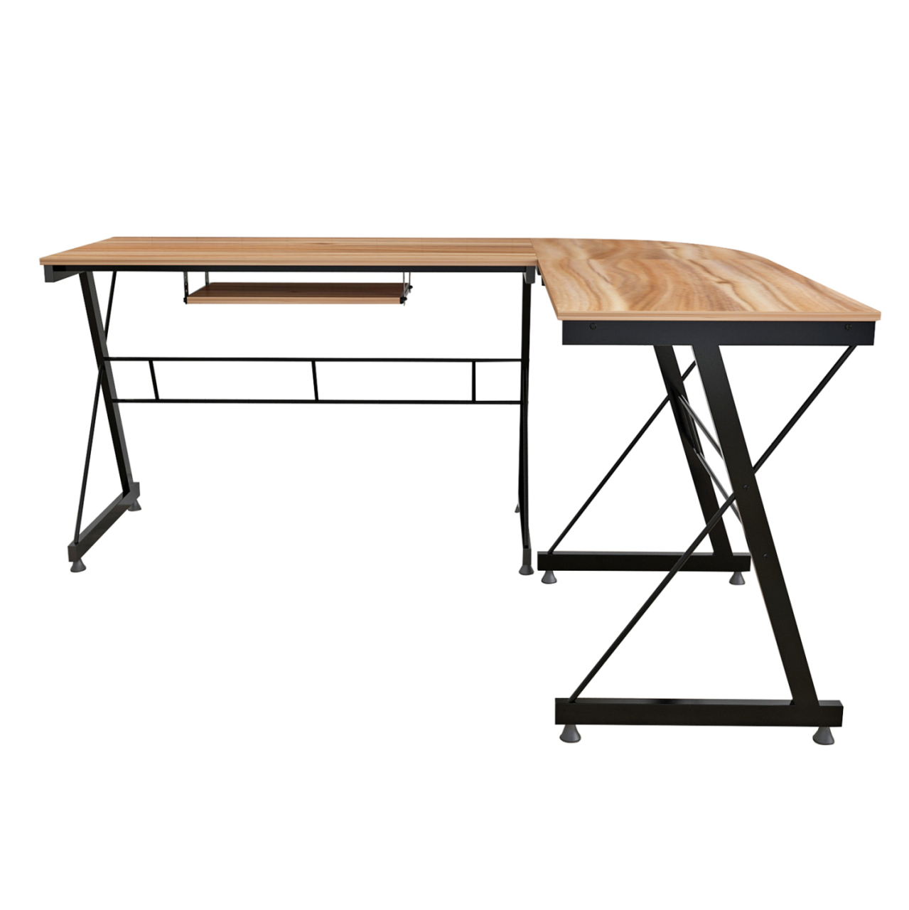CORNER OFFICE WALNUT SURFACE WITH METAL FRAME HM2127.02 158Χ120Χ74cm. [3]
