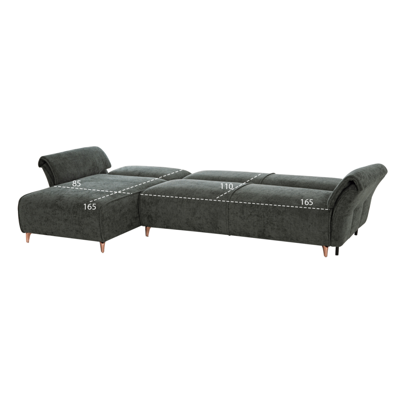 CORNER REVERSIBLE SOFA-BED MAILO HM6071.03 GREEN FABRIC-METAL LEGS 300x145x80Hcm. [3]