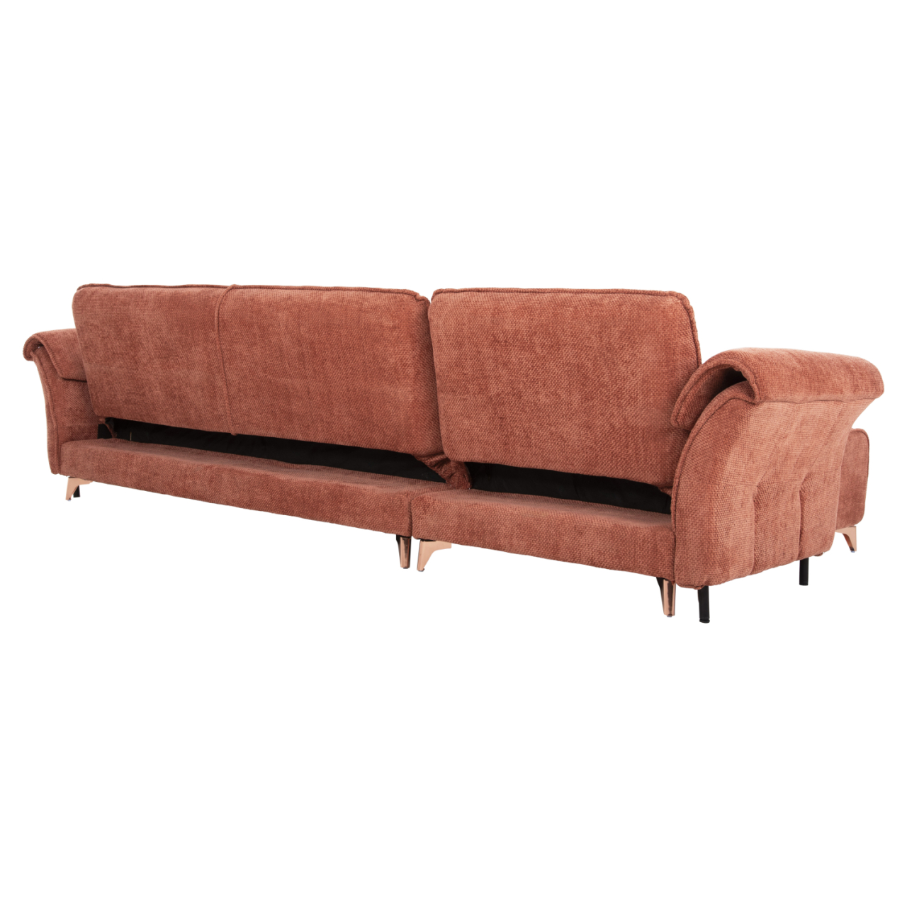 CORNER REVERSIBLE SOFA-BED MAILO HM6071.04 ORANGE FABRIC-METAL LEGS 300x150x80Hcm. [7]