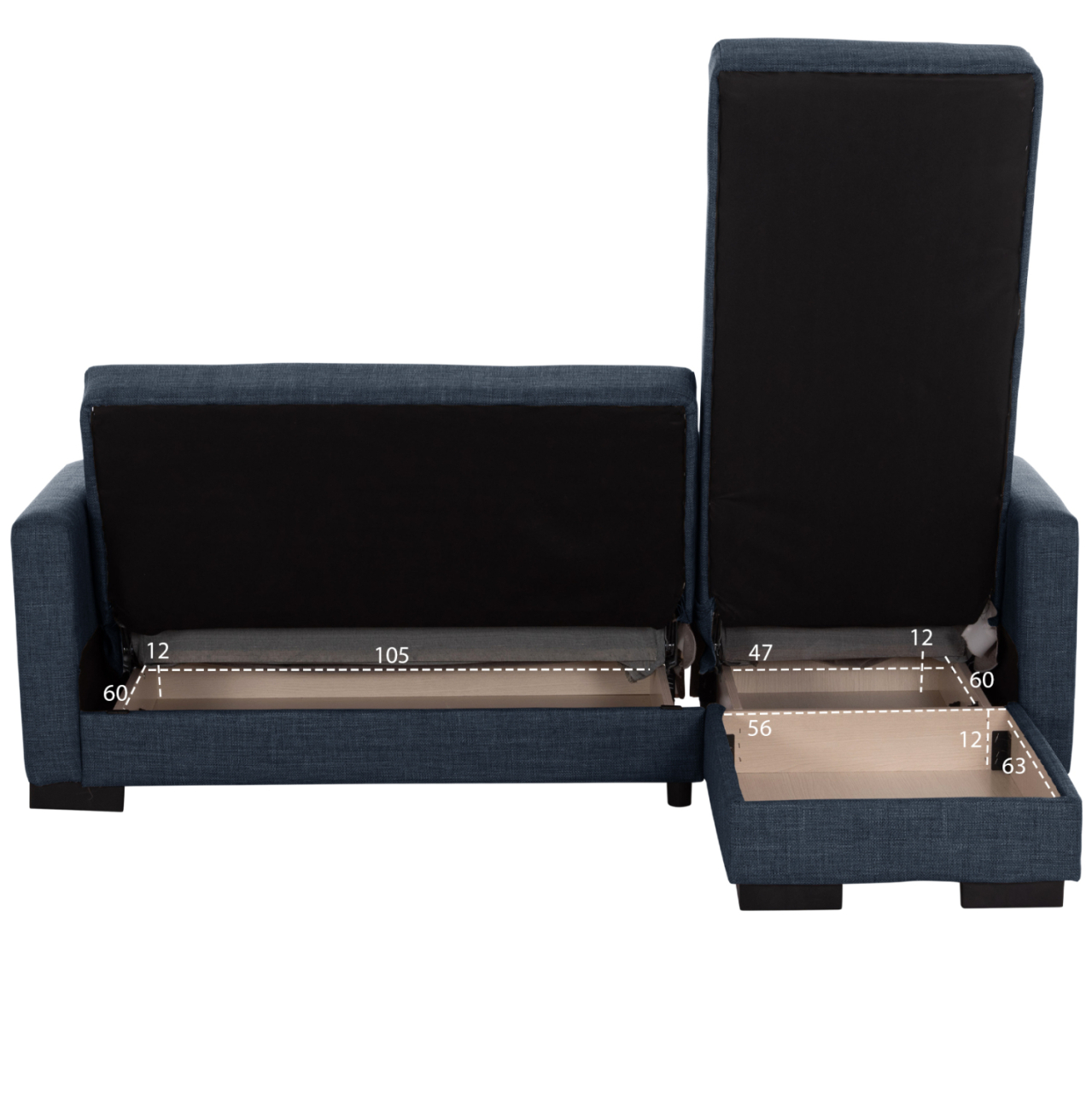CORNER SOFA-BED GHUFRAN HM3244.07 REVERSIBLE WITH STORAGE SPACE-BLUE FABRIC 202x140x78Hcm. [4]