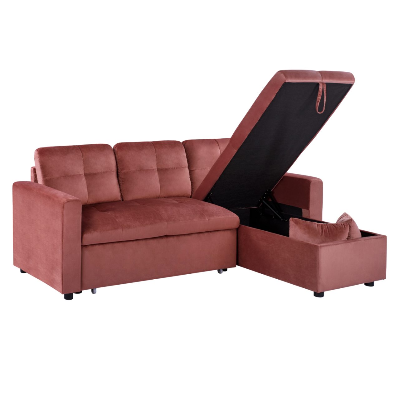 CORNER SOFA BED VELVET DUSTY PINK WAYNE 224x147x85cm. HM3028.12 [4]