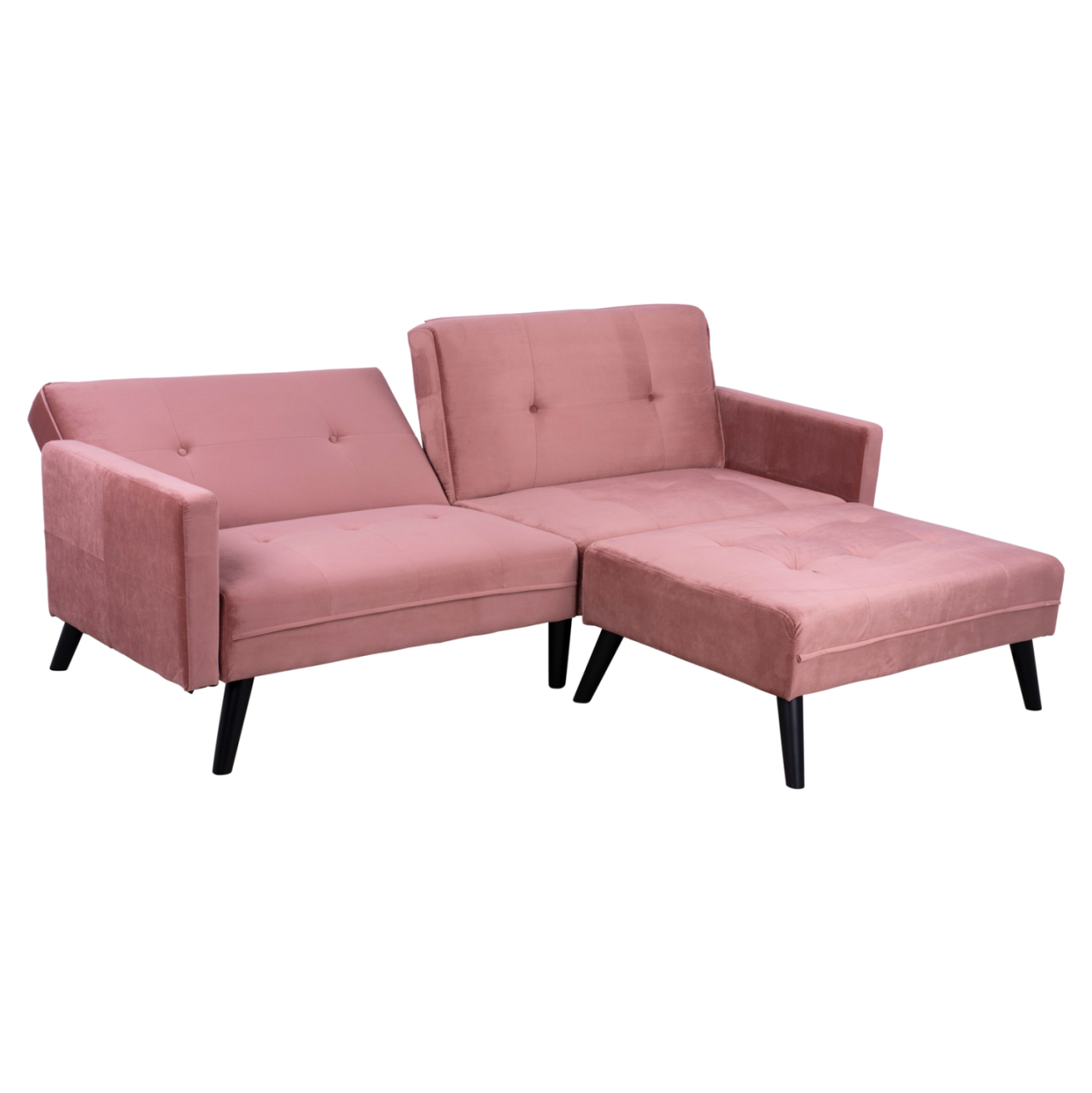 CORNER SOFA BED VELVET DUSTY PINK WITH FOOTREST 211X158X83Y cm.HM3151.02 [5]