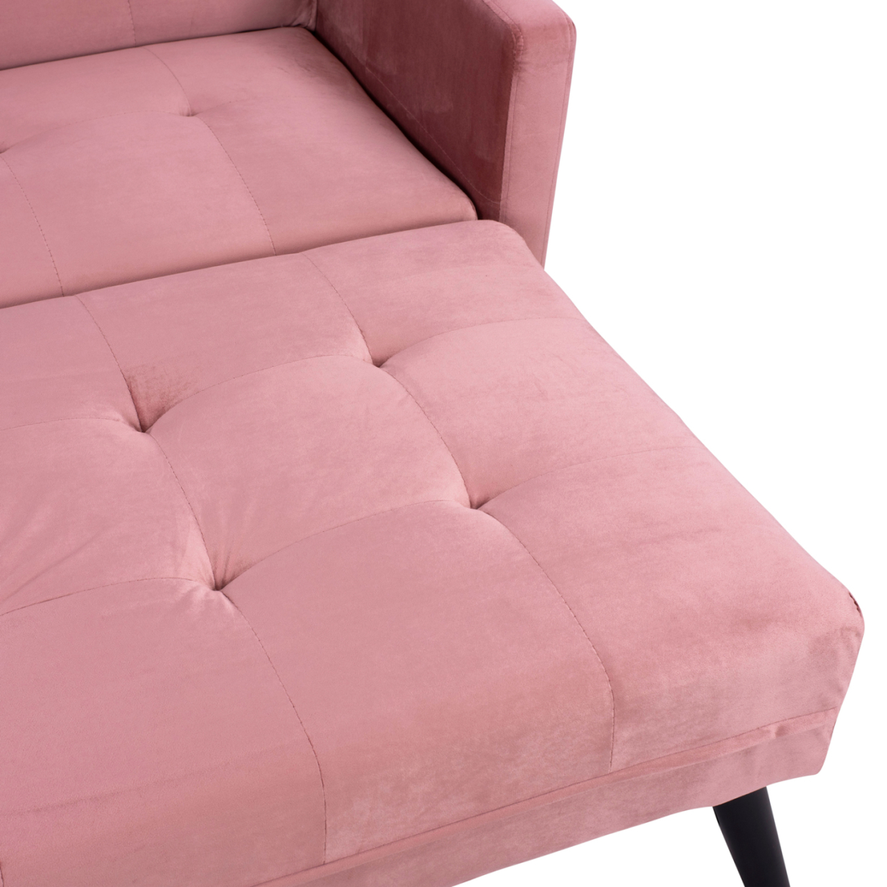 CORNER SOFA BED VELVET DUSTY PINK WITH FOOTREST 211X158X83Y cm.HM3151.02 [10]