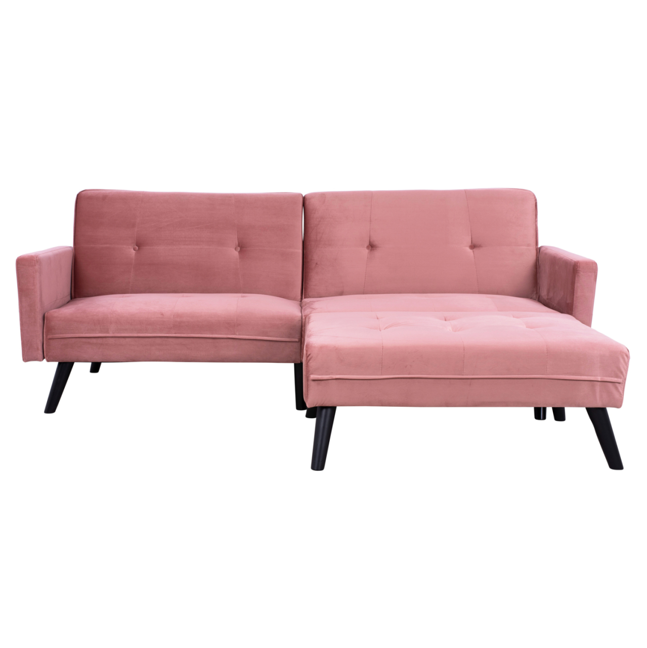 CORNER SOFA BED VELVET DUSTY PINK WITH FOOTREST 211X158X83Y cm.HM3151.02 [4]