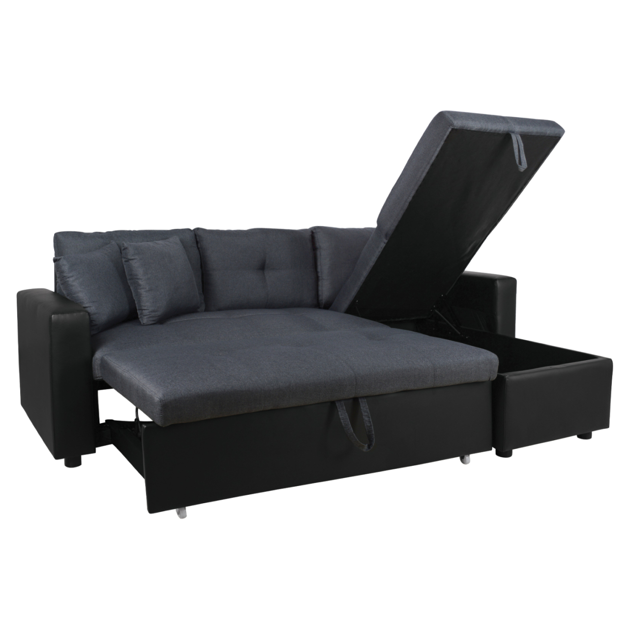 Corner Sofa Bed Wayne 220x146x86 HM3028.01 Grey with Black PU [2]