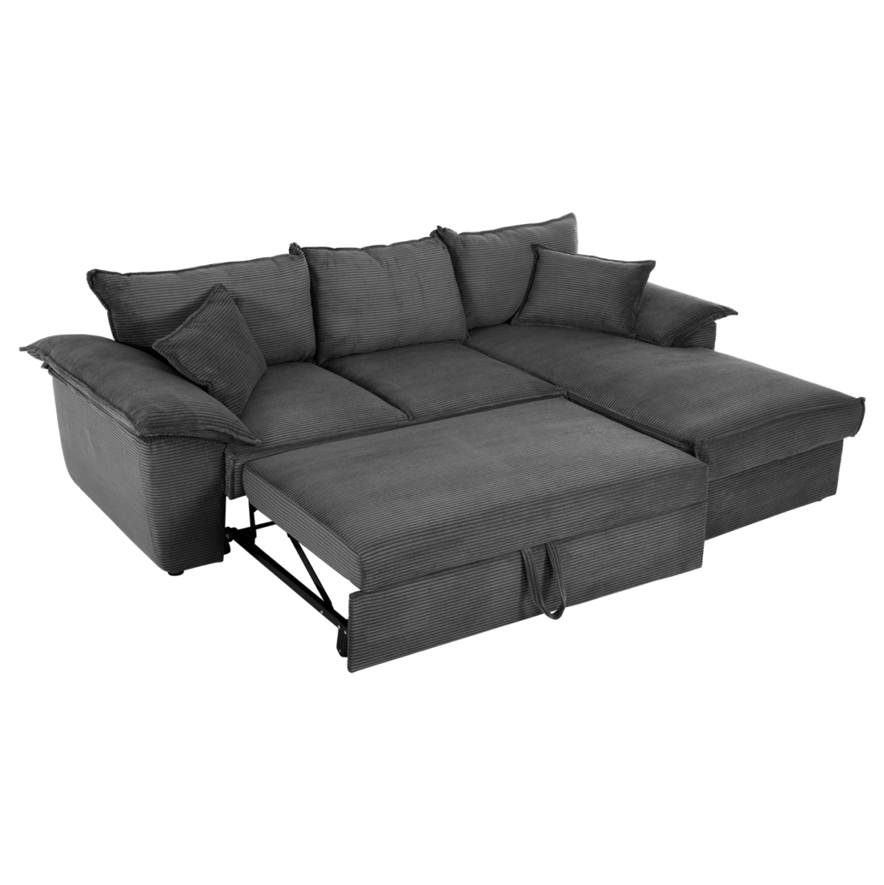 CORNER SOFA-BED WITH STORAGE SPACE ALDO HM3276.02R ANTHRACITE FABRIC 256x91-159x87Hcm. [3]