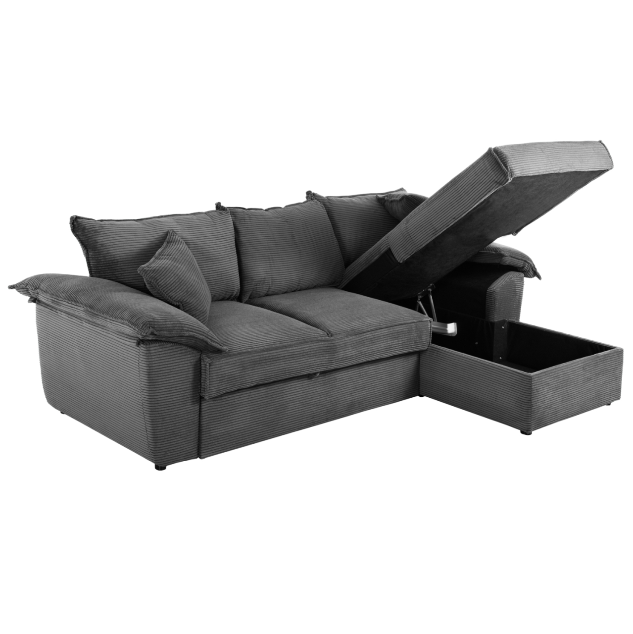 CORNER SOFA-BED WITH STORAGE SPACE ALDO HM3276.02R ANTHRACITE FABRIC 256x91-159x87Hcm. [5]