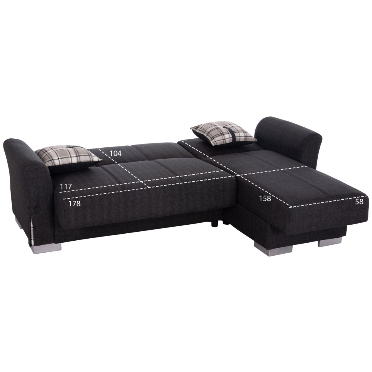 CORNER SOFA-BED WITH STORAGE SPACE BRONKO HM3291.01 FABRIC IN ANTHRACITE COLOR 218x138x77Hcm. [3]