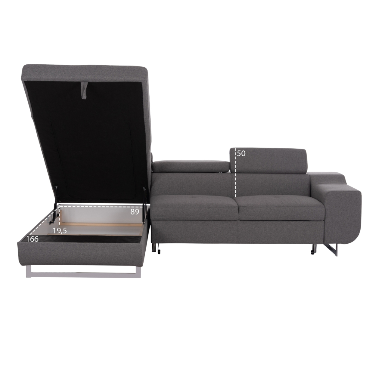 CORNER SOFA-BED WITH STORAGE SPACE ENCORE HM3301.01L GREY FABRIC 285x205x90Hcm. [3]