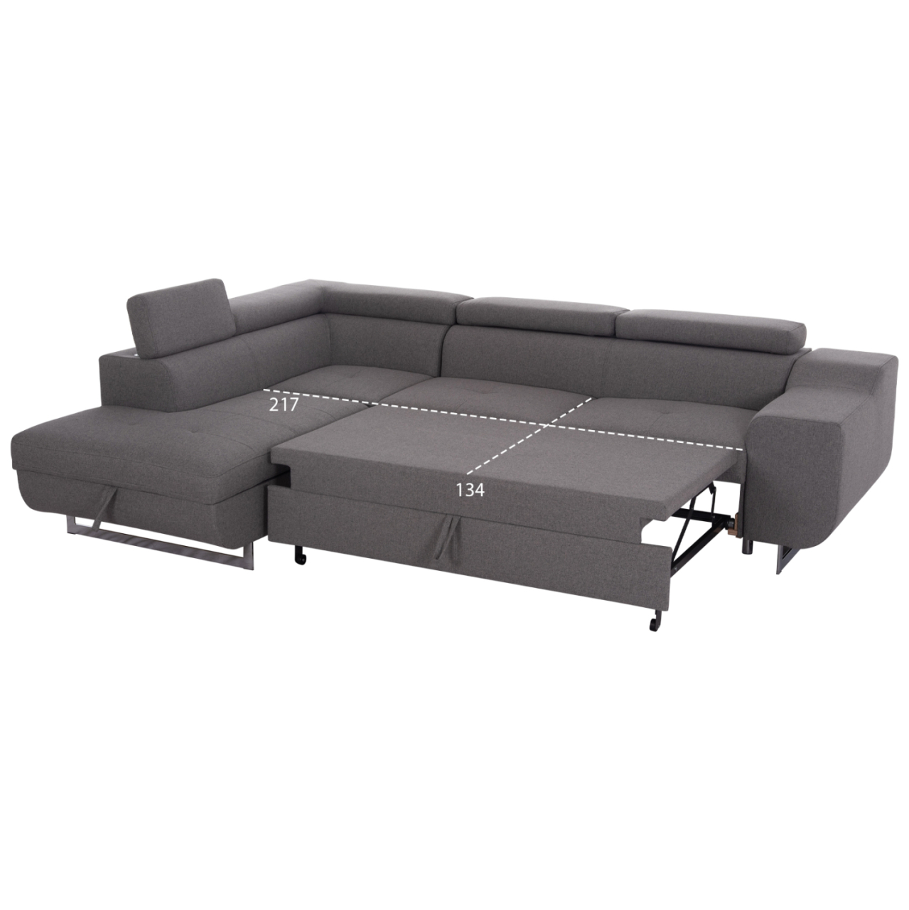 CORNER SOFA-BED WITH STORAGE SPACE ENCORE HM3301.01L GREY FABRIC 285x205x90Hcm. [4]