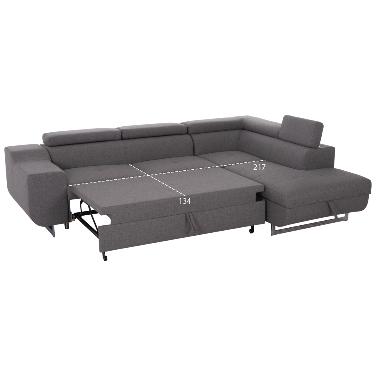 CORNER SOFA-BED WITH STORAGE SPACE ENCORE HM3301.01R GREY FABRIC 285x205x90Hcm. [3]