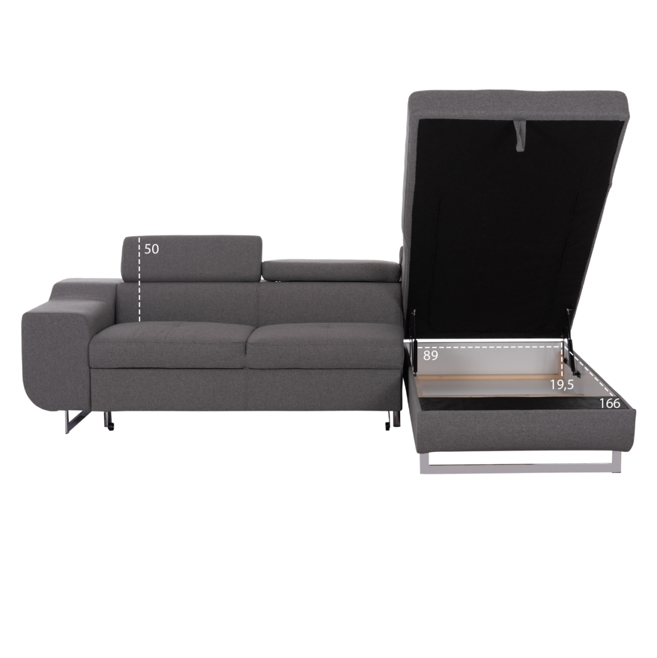 CORNER SOFA-BED WITH STORAGE SPACE ENCORE HM3301.01R GREY FABRIC 285x205x90Hcm. [5]