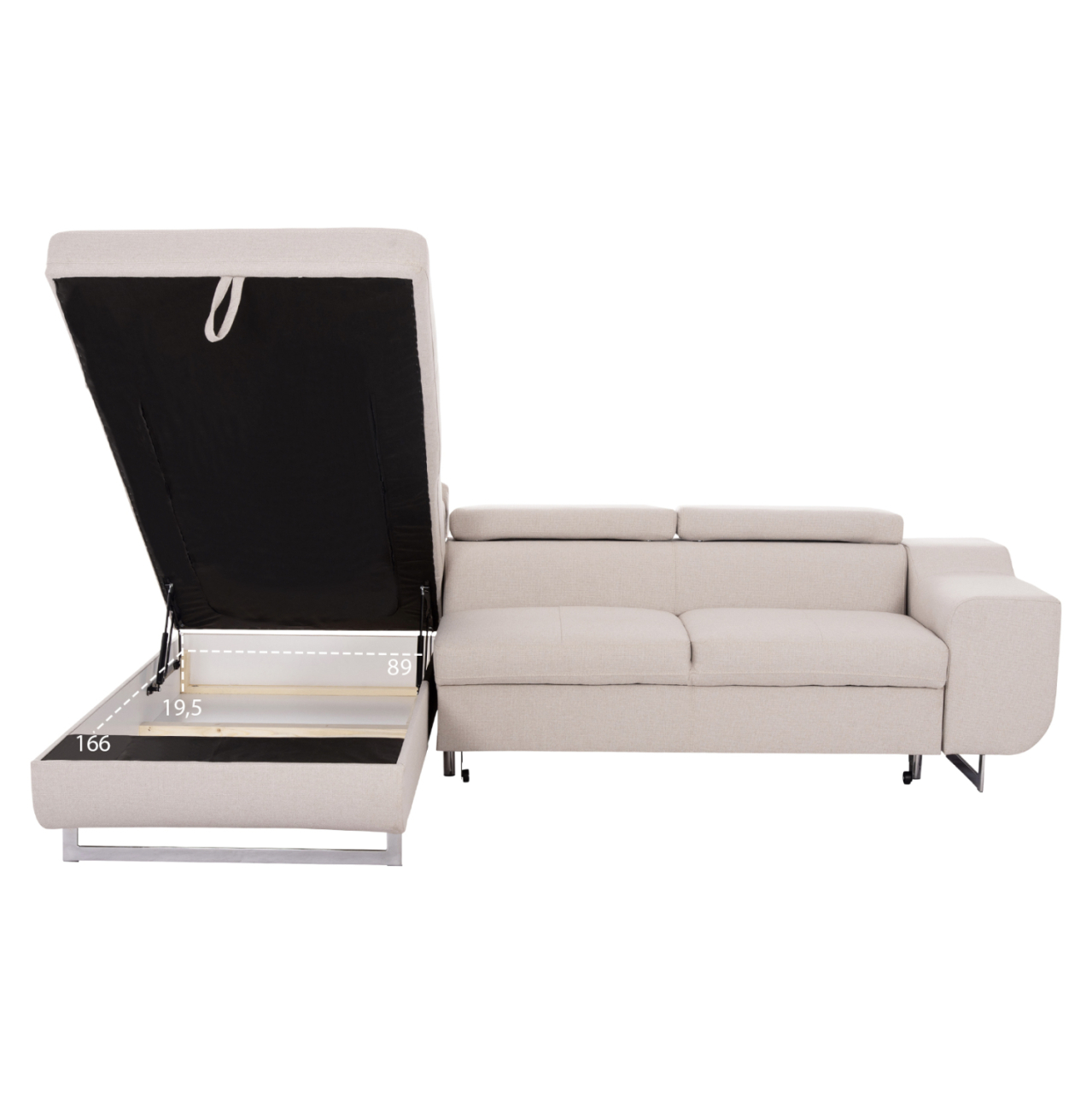 CORNER SOFA-BED WITH STORAGE SPACE ENCORE HM3301.03L BEIGE FABRIC 285x205x90Hcm. [5]