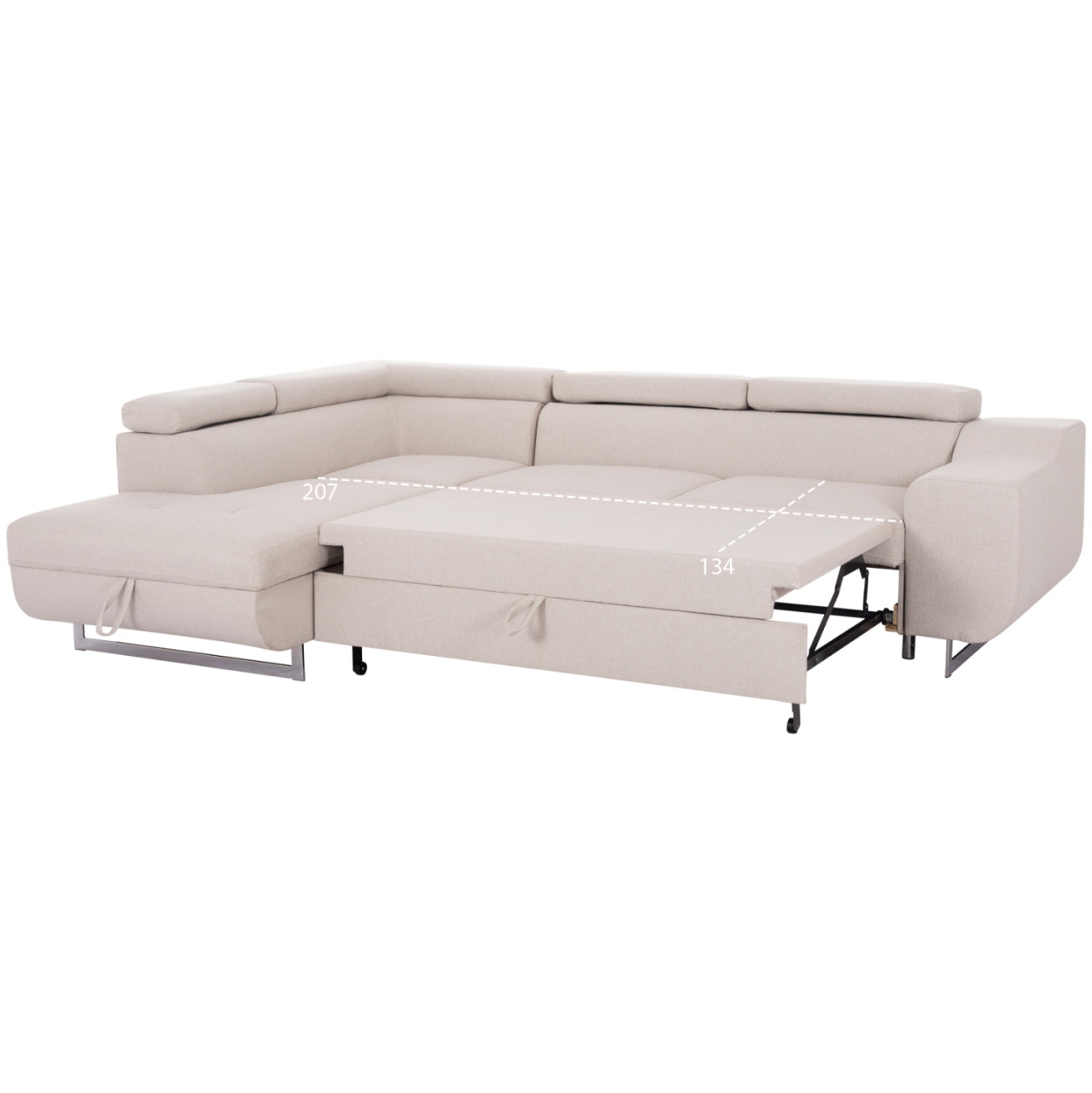 CORNER SOFA-BED WITH STORAGE SPACE ENCORE HM3301.03L BEIGE FABRIC 285x205x90Hcm. [3]
