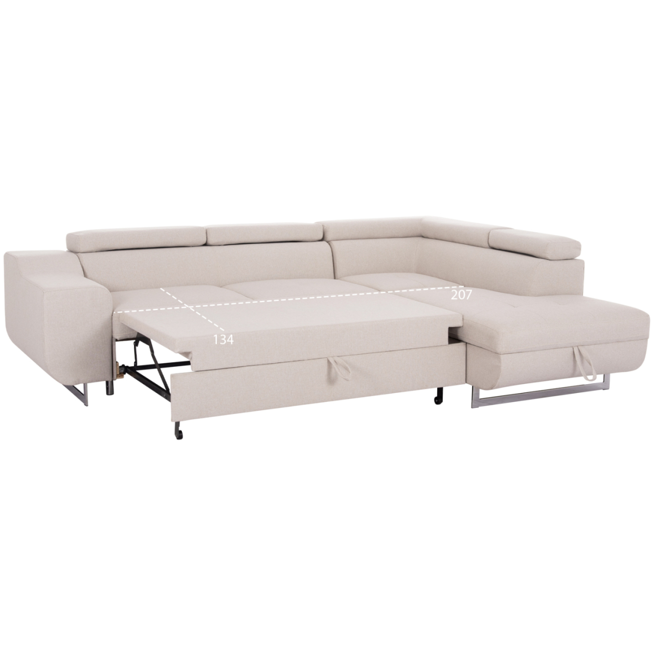 CORNER SOFA-BED WITH STORAGE SPACE ENCORE HM3301.03R BEIGE FABRIC 285x205x90Hcm. [3]