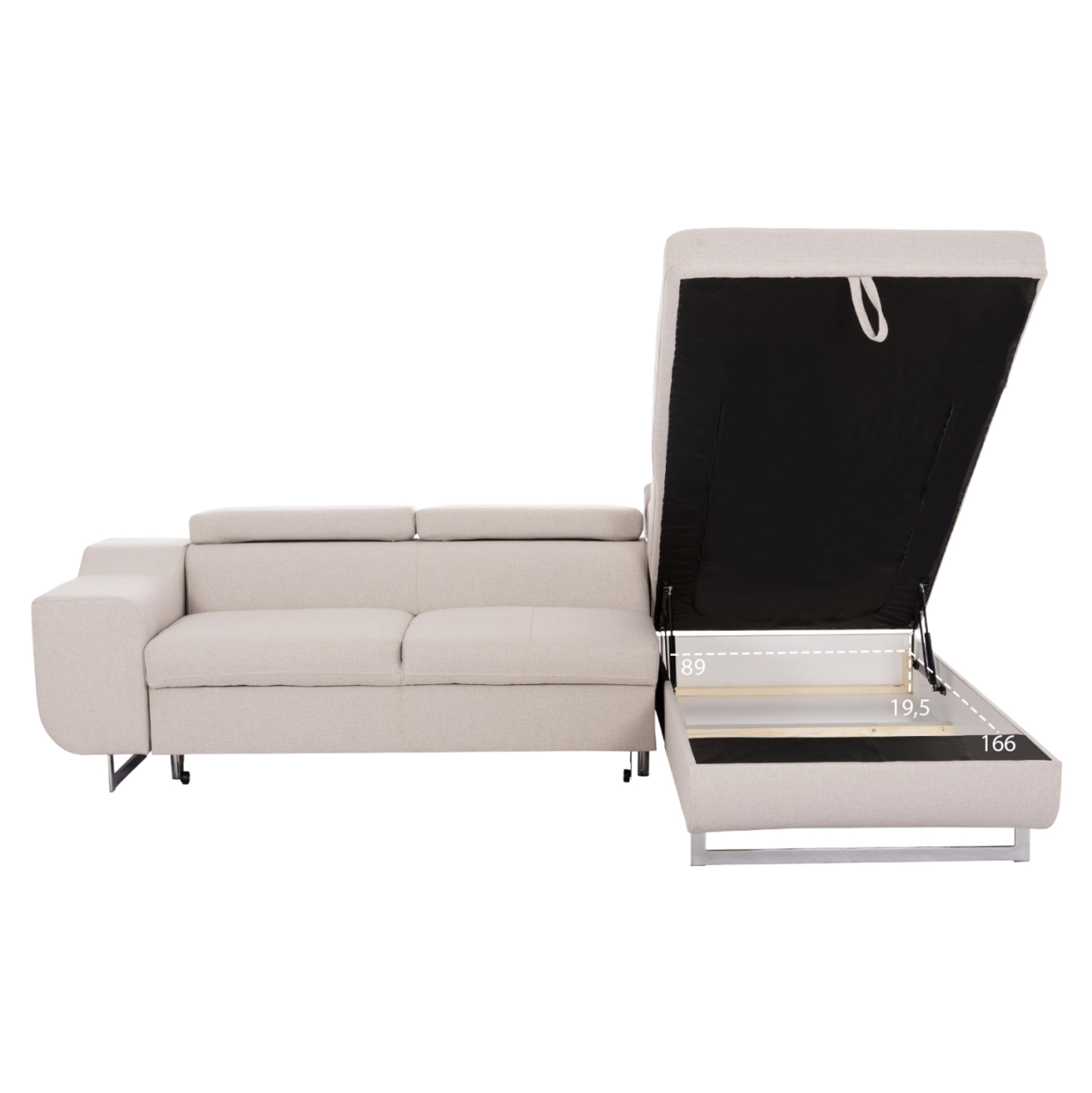 CORNER SOFA-BED WITH STORAGE SPACE ENCORE HM3301.03R BEIGE FABRIC 285x205x90Hcm. [5]