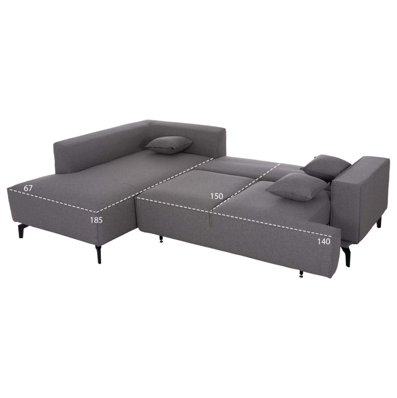 CORNER SOFA-BED WITH STORAGE SPACE SAFFIRA HM3303.01L GREY FABRIC 270x195x100Hcm. [3]