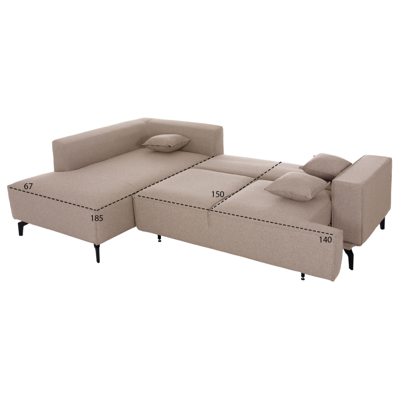 CORNER SOFA-BED WITH STORAGE SPACE SAFFIRA HM3303.03L BEIGE FABRIC 270x195x100Hcm. [3]