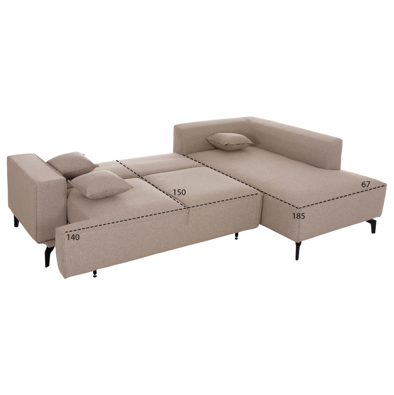 CORNER SOFA-BED WITH STORAGE SPACE SAFFIRA HM3303.03R BEIGE FABRIC 270x195x100Hcm. [3]