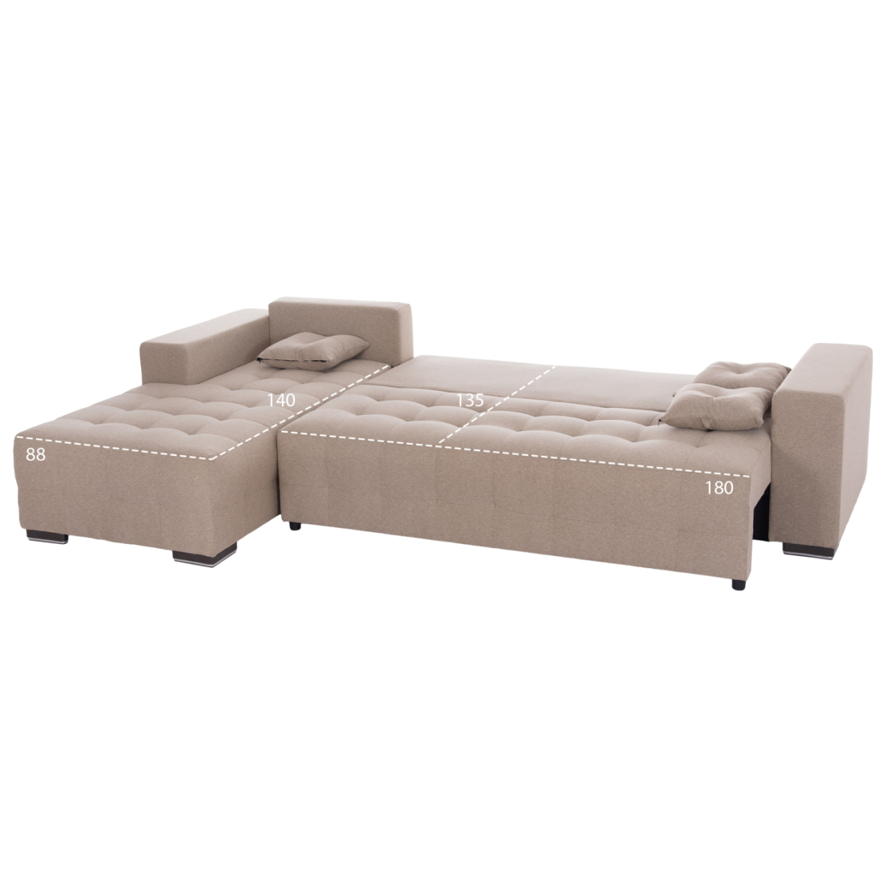CORNER SOFA-BED WITH STORAGE SPACE TRENDSTON HM3302.03L BEIGE FABRIC 298x177x95Hcm. [3]