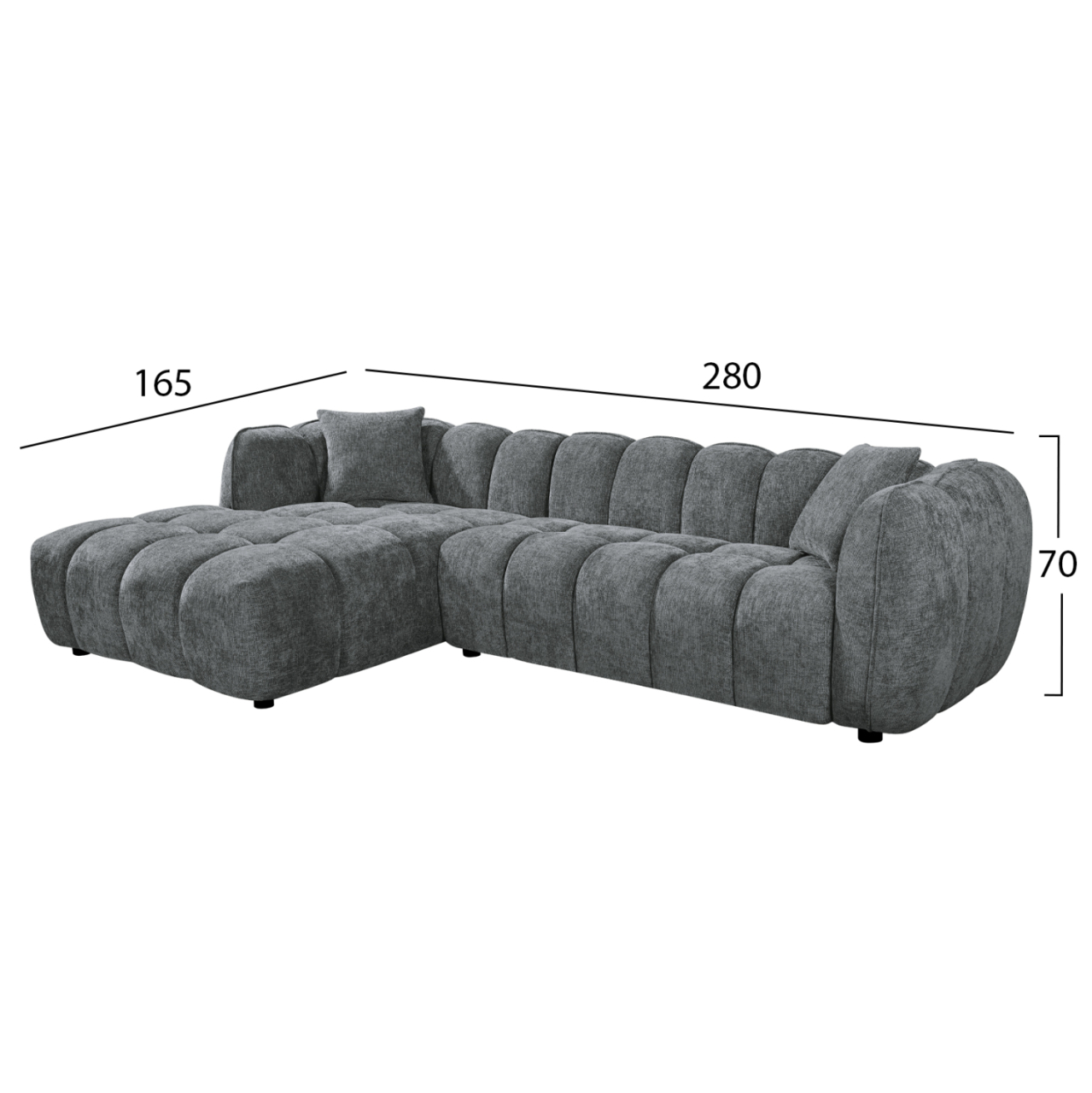 CORNER SOFA (LEFT) LYKKE HM3326.01L GREY FABRIC 280x89-165(chaise)x70Hcm. [2]
