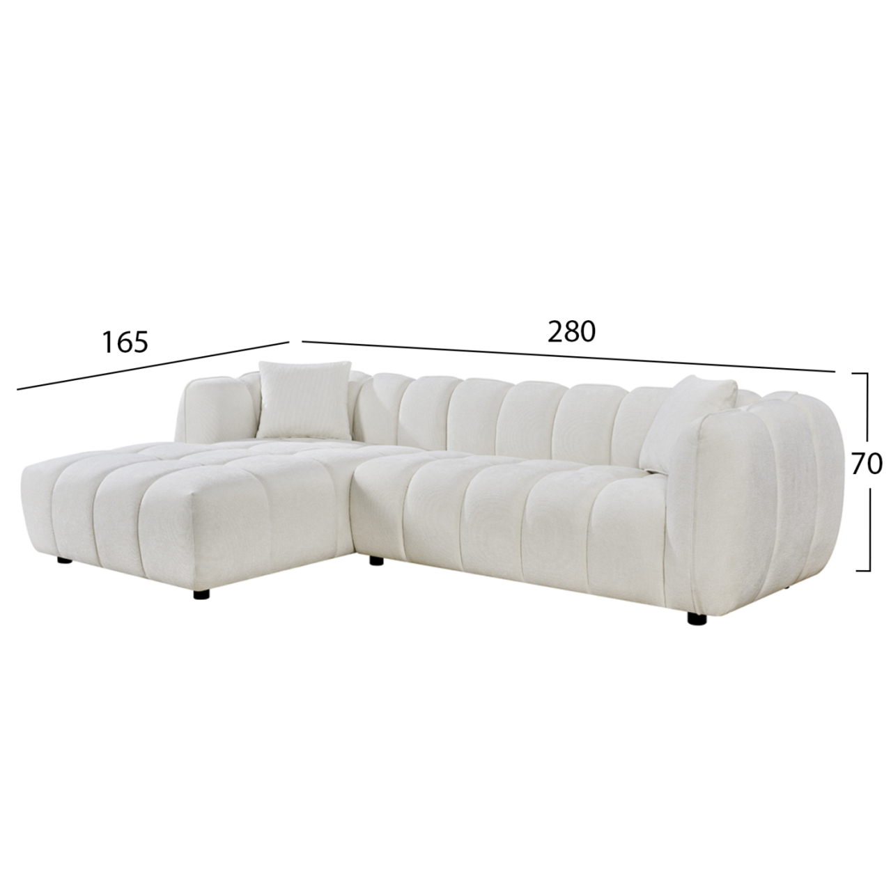 CORNER SOFA (LEFT) LYKKE HM3326.02L ECRU FABRIC 280x89-165(chaise)x70Hcm. [2]