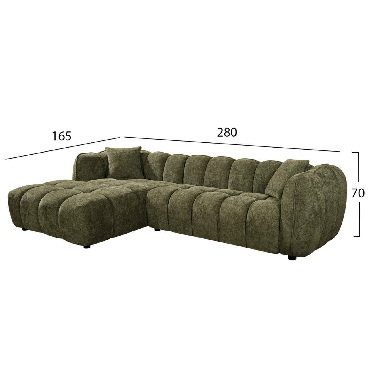 CORNER SOFA (LEFT) LYKKE HM3326.03L GREEN FABRIC 280x83-160(chaise)x80Hcm. [2]