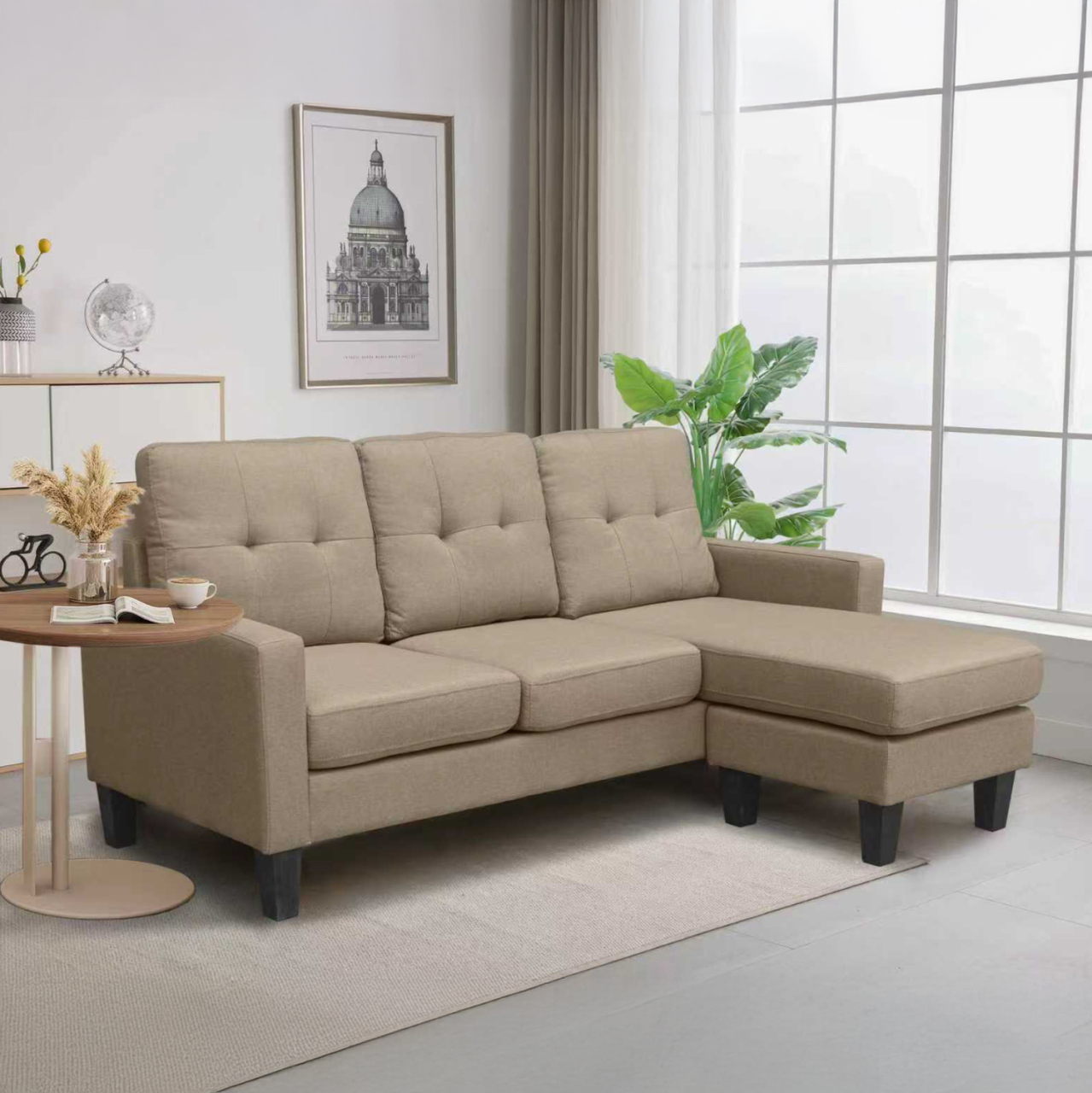 CORNER SOFA REVERSIBLE MEGGY HM3297.03 BEIGE FABRIC 184.5x129x86Hcm. [2]