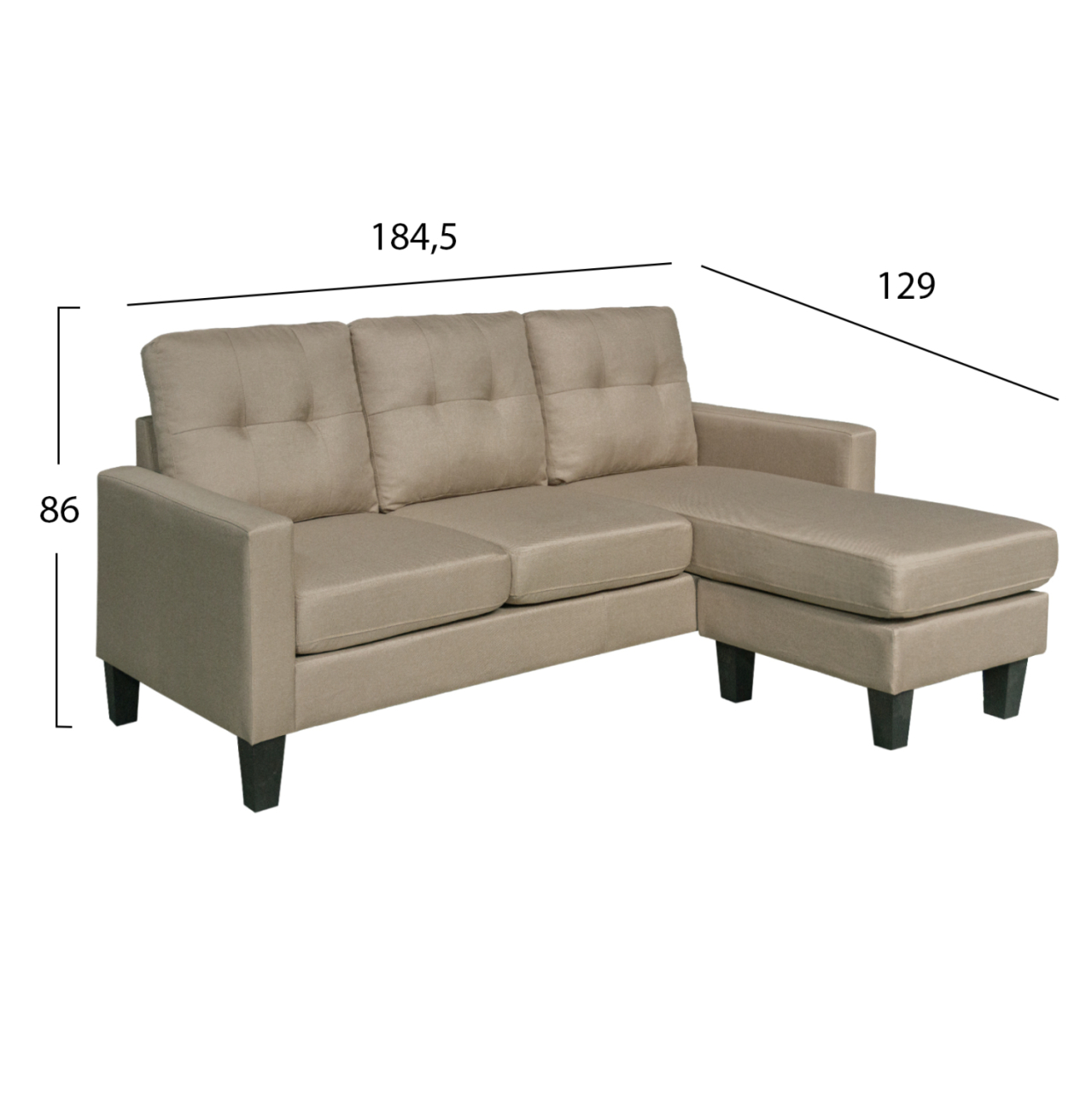 CORNER SOFA REVERSIBLE MEGGY HM3297.03 BEIGE FABRIC 184.5x129x86Hcm. [3]