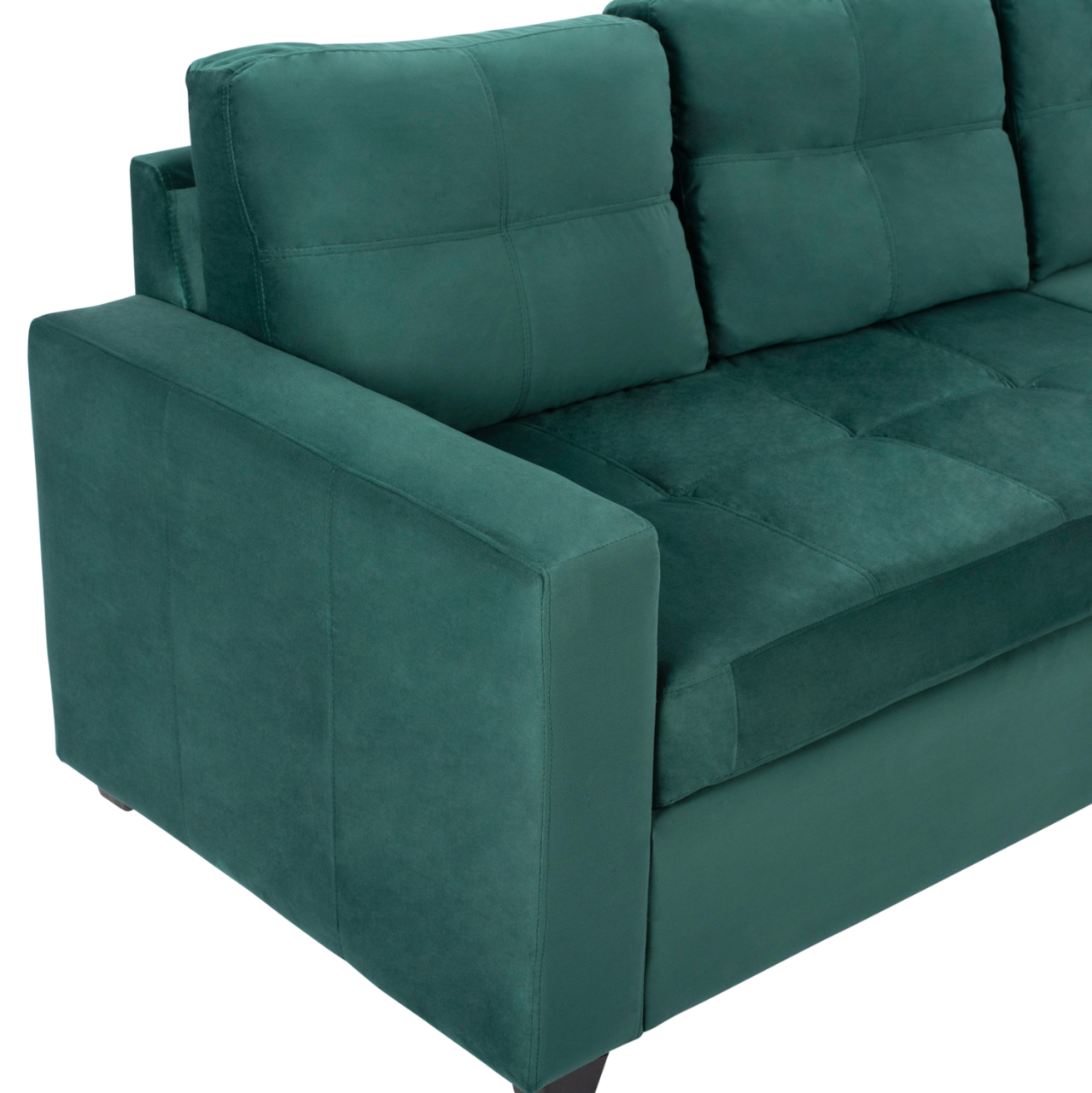 Corner Sofa Reversible Velvet Fabric Cypress Green color 207x145x85 HM3004.13 [6]