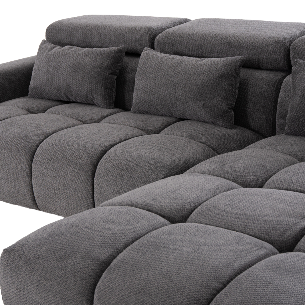 CORNER SOFA RIGHT DIVYA HM3267.12R GREY FABRIC 260x100-174x104Hcm. [10]