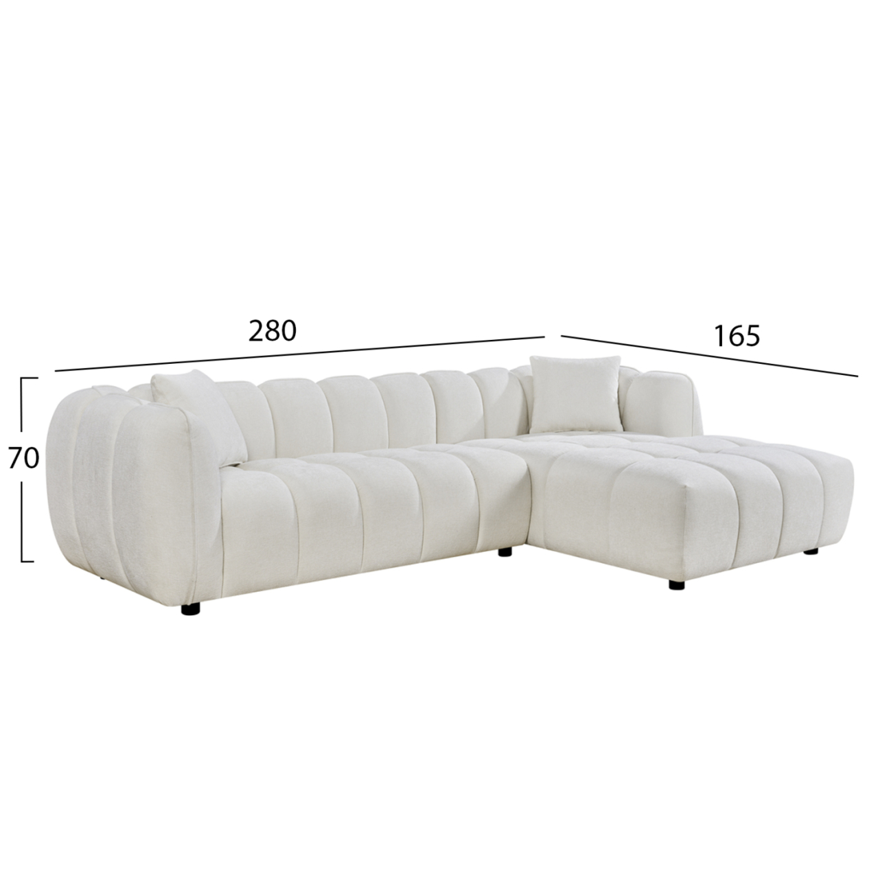 CORNER SOFA (RIGHT) LYKKE HM3326.02R ECRU FABRIC 280x89-165(chaise)x70Hcm. [2]