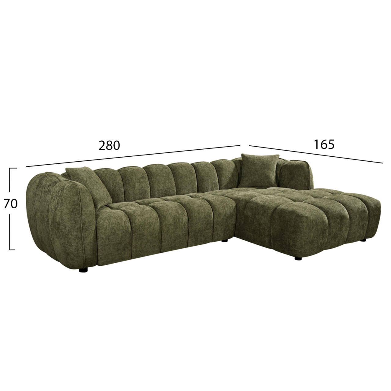 CORNER SOFA (RIGHT) LYKKE HM3326.03R GREEN FABRIC 280x89-165(chaise)x70Hcm. [2]
