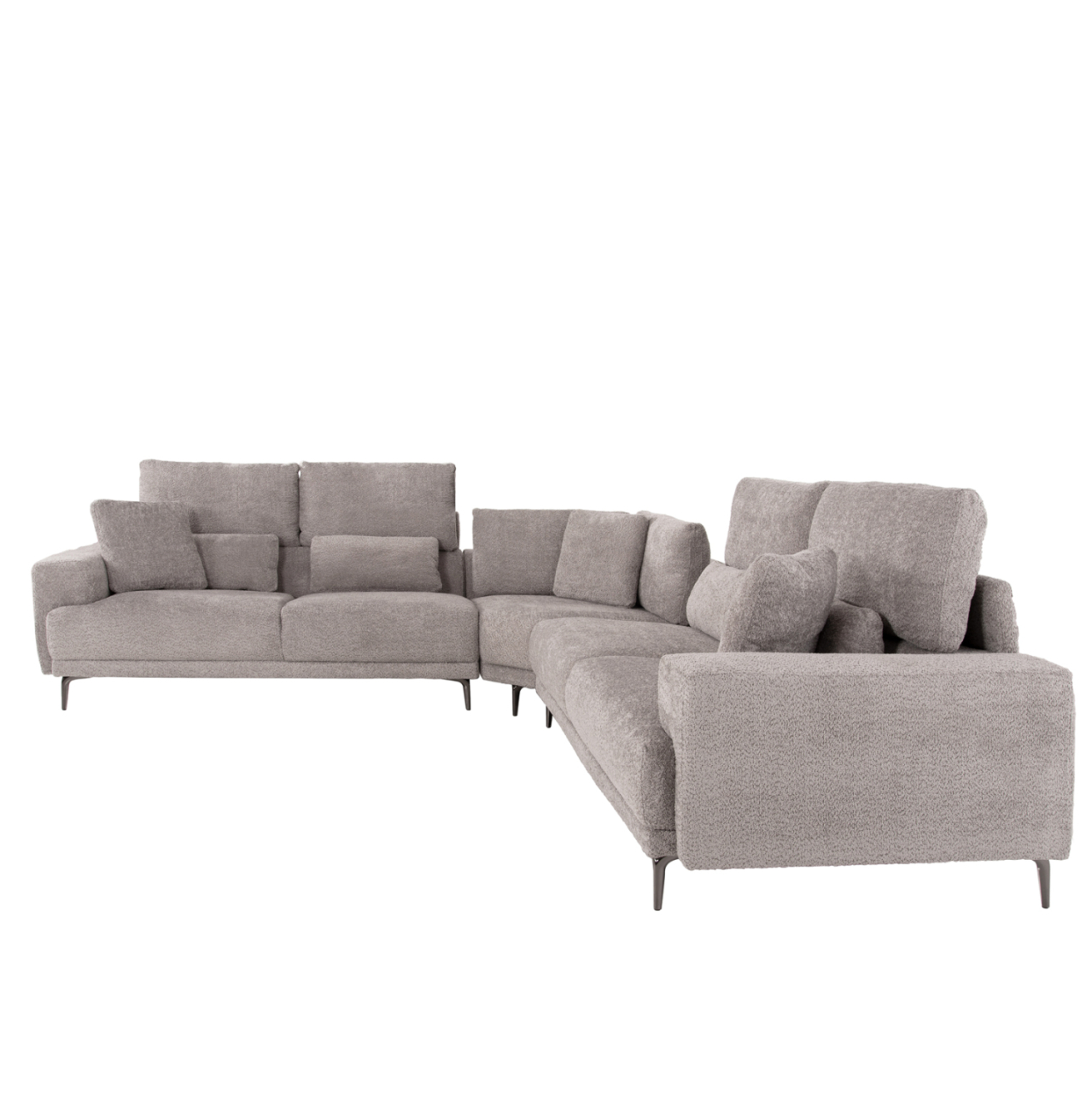 CORNER SOFA SYMMET HM3269.01 LIGHT GRAY FABRIC-GLOSSY ANTHRACITE LEGS 314x314x90-102Hcm. [4]