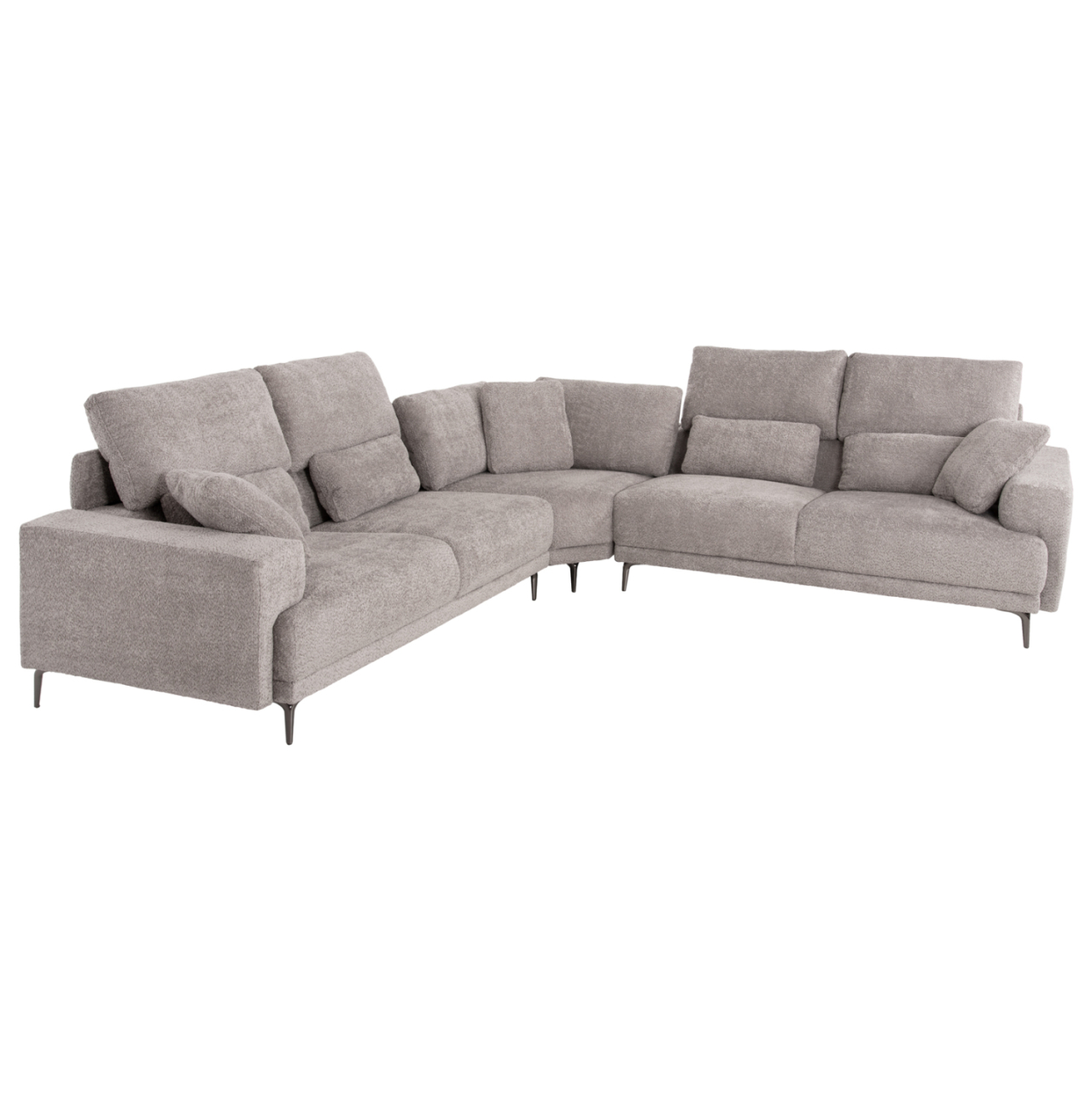 CORNER SOFA SYMMET HM3269.01 LIGHT GRAY FABRIC-GLOSSY ANTHRACITE LEGS 314x314x90-102Hcm. [3]