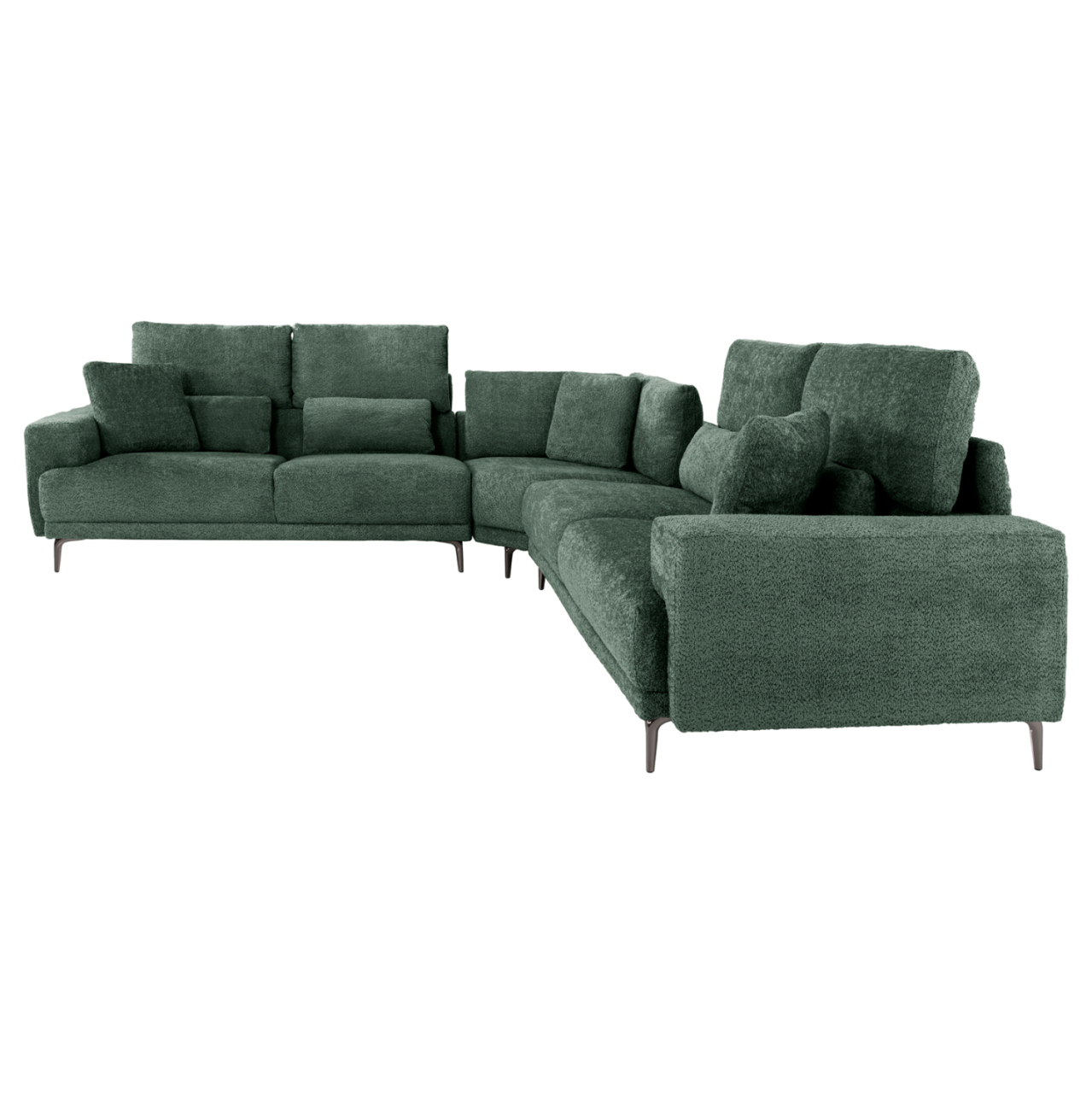 CORNER SOFA SYMMET HM3269.05 GREEN FABRIC-GLOSSY ANTHRACITE LEGS 314x314x90-102Hcm. [4]