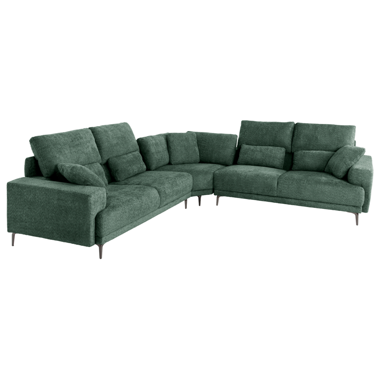 CORNER SOFA SYMMET HM3269.05 GREEN FABRIC-GLOSSY ANTHRACITE LEGS 314x314x90-102Hcm. [3]