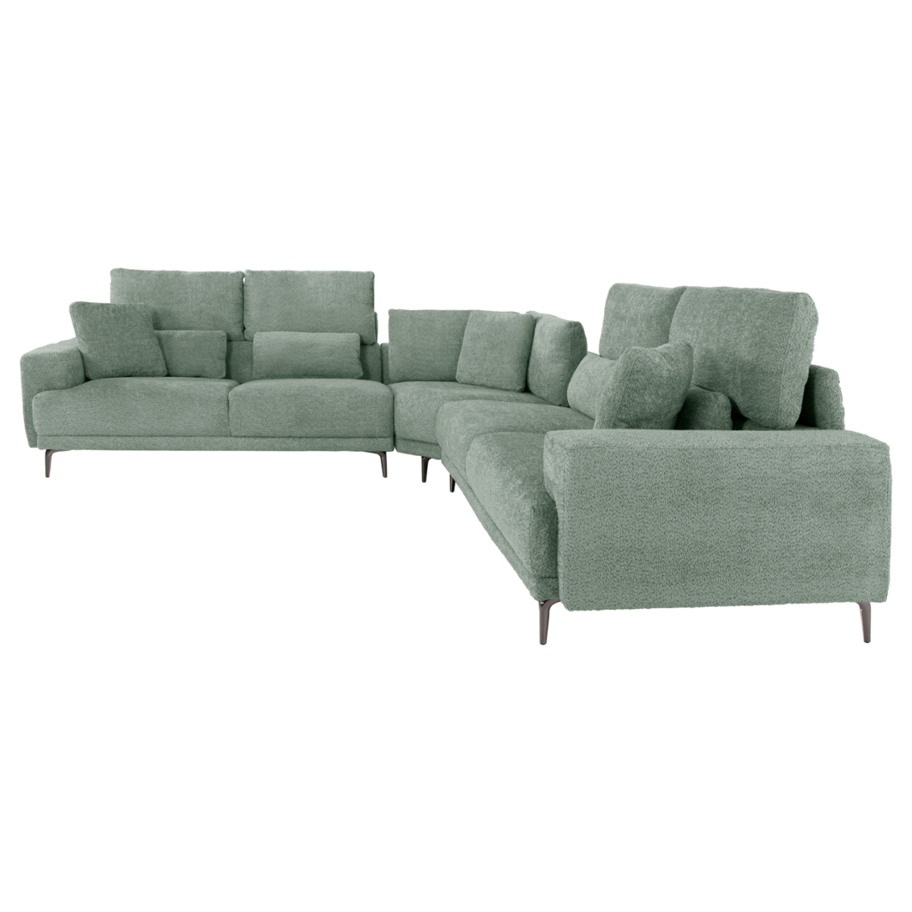 CORNER SOFA SYMMET HM3269.06 MINT FABRIC-GLOSSY ANTHRACITE LEGS 314x314x90-102Hcm. [4]
