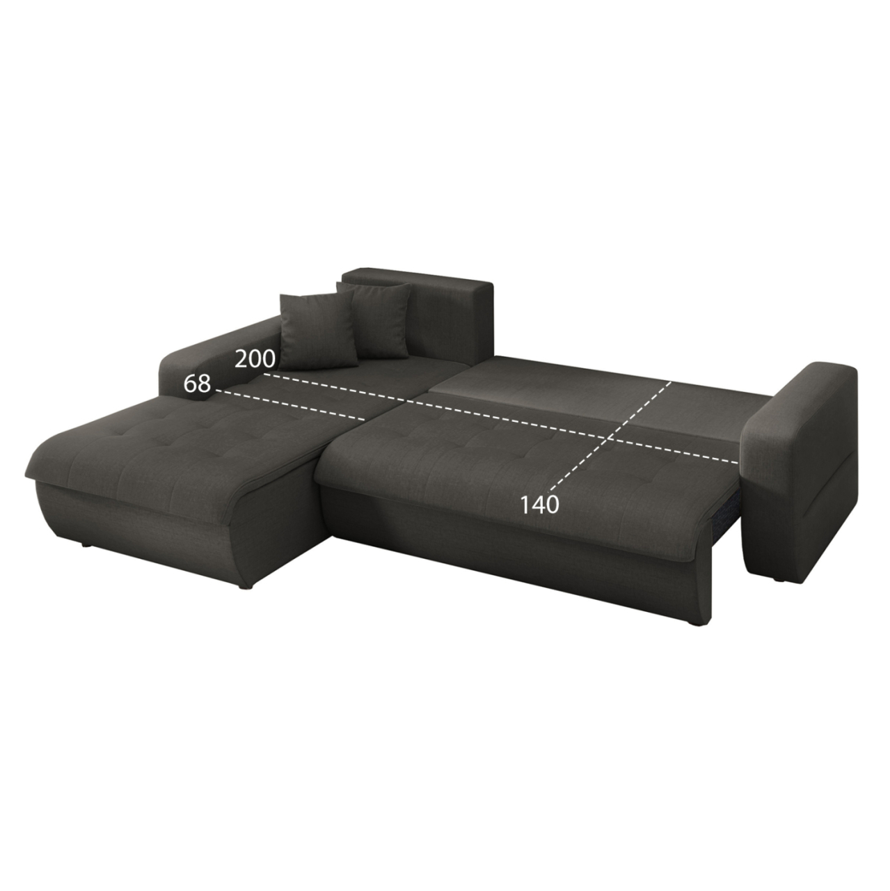 CORNER SOFABED LEFT KANSO HM3338.01L GREY FABRIC 244x188x80Hcm. [3]