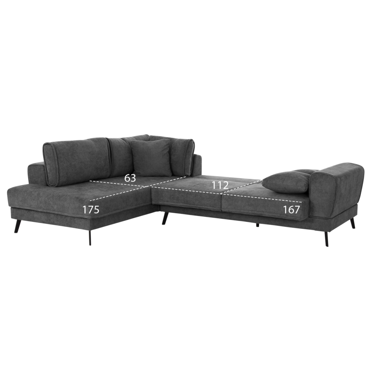 CORNER SOFABED (LEFT) ZENORA HM3337.01L DARK GREY FABRIC 303x214x80Hcm [3]