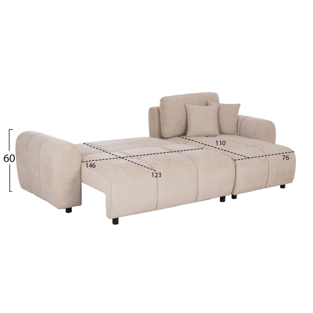 CORNER SOFABED REVERSIBLE GERT HM3349.02 BEIGE CHENILLE FABRIC 253x142x85Hcm. [3]
