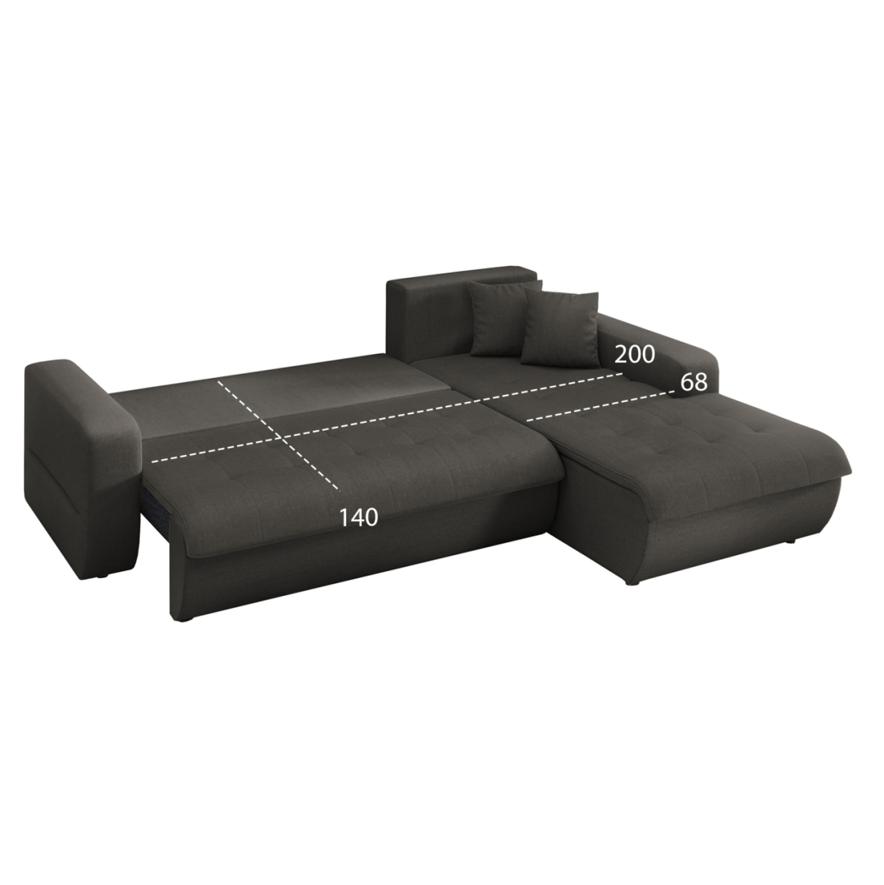 CORNER SOFABED RIGHT KANSO HM3338.01R GREY FABRIC 244x188x80Hcm. [3]