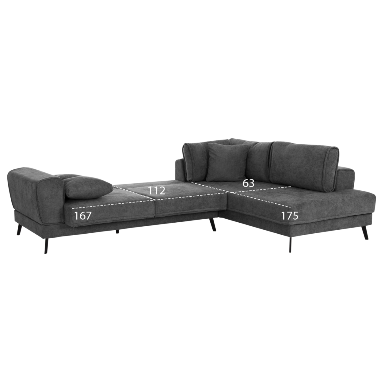 CORNER SOFABED (RIGHT) ZENORA HM3337.01R DARK GREY FABRIC 303x214x80Hcm [3]