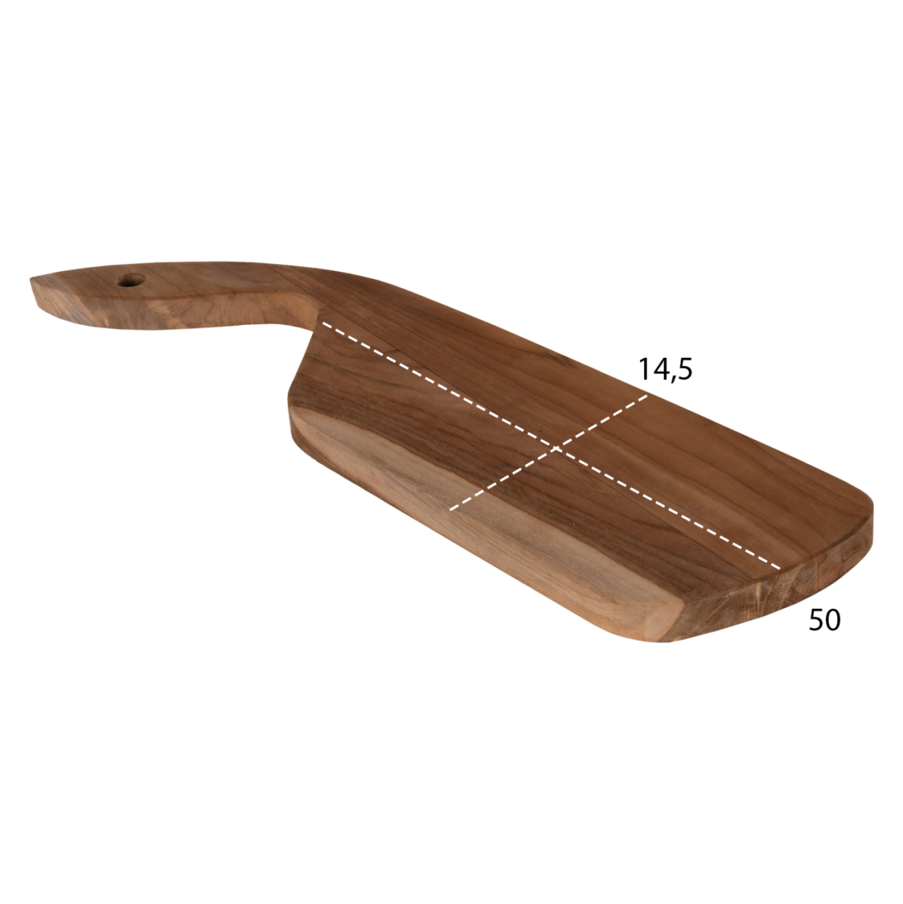 CUTTING BOARD FOR THE KITCHEN HM4289 TEAK WOOD IN NATURAL-HANGING HOLE-SLANTED HANDLE 14,5x50x2Hcm. [2]