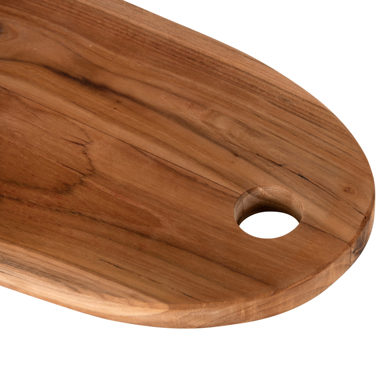 CUTTING BOARD OVAL FOR THE KITCHEN HM4284 TEAK WOOD IN NATURAL-WITH HANGING HOLE 15x41x2H cm. [5]