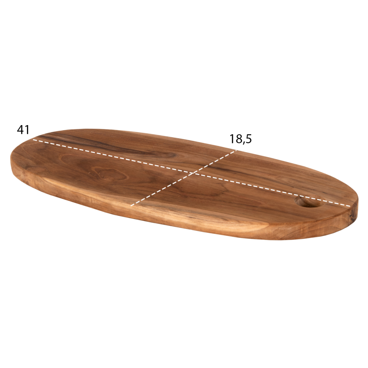 CUTTING BOARD OVAL FOR THE KITCHEN HM4284 TEAK WOOD IN NATURAL-WITH HANGING HOLE 15x41x2H cm. [2]