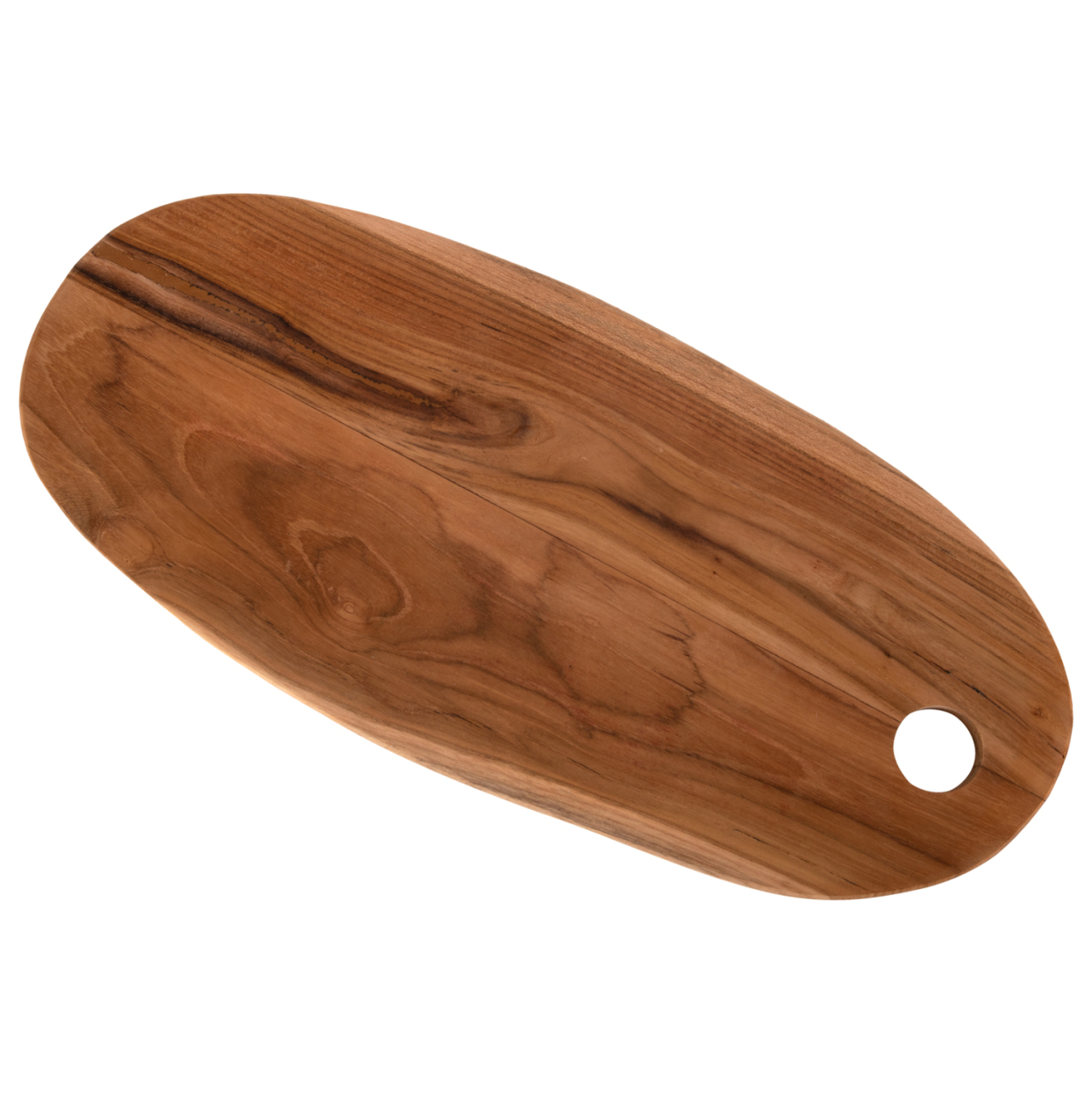 CUTTING BOARD OVAL FOR THE KITCHEN HM4284 TEAK WOOD IN NATURAL-WITH HANGING HOLE 15x41x2H cm. [4]