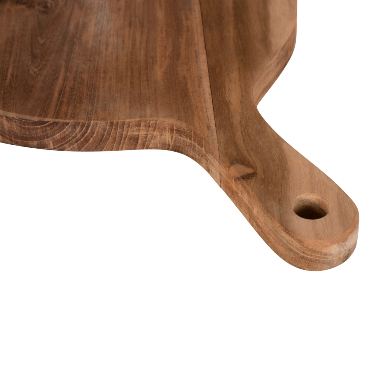 CUTTING BOARD ROUND HM4292 TEAK WOOD IN NATURAL-WITH HANGING HOLE AND HANDLE 23x35x2Hcm. [5]